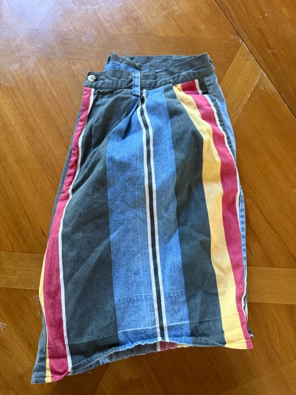 vintage Nautica Men's Multicolor Vertical Stripe Shorts in Blue, Red & Yellow